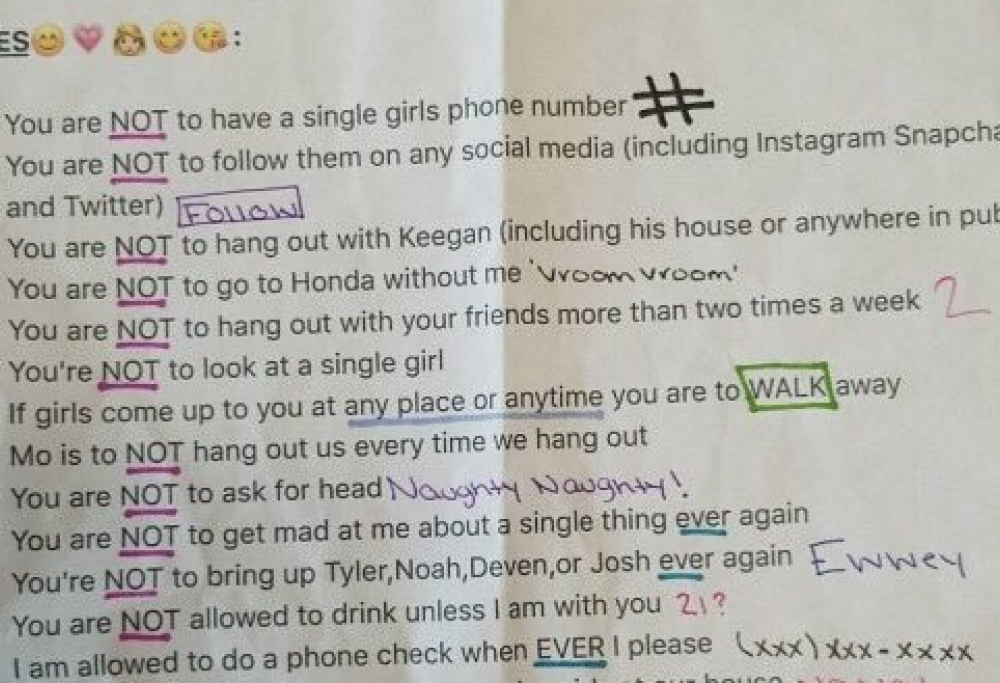 Ragazza impone al fidanzato 22 ‘divieti’: la lista su Twitter scatena un dibattito