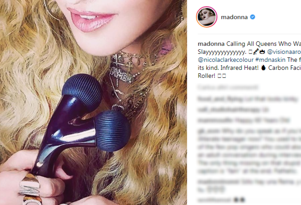 Madonna, un accessorio della sua linea beauty sembra un vibratore. L'ironia dei follower