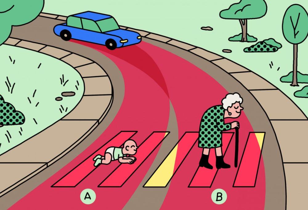 Tra un bimbo e un'anziana, chi dovrebbe salvare una macchina senza conducente?