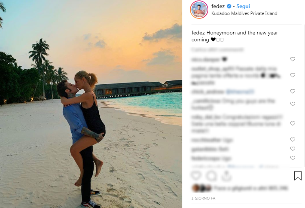 Fedez e Chiara Ferragni mostrano sui social la loro luna di miele