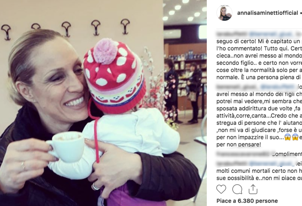 Attacchi contro Annalisa Minetti: “Da cieca non avresti dovuto mettere al mondo un figlio”