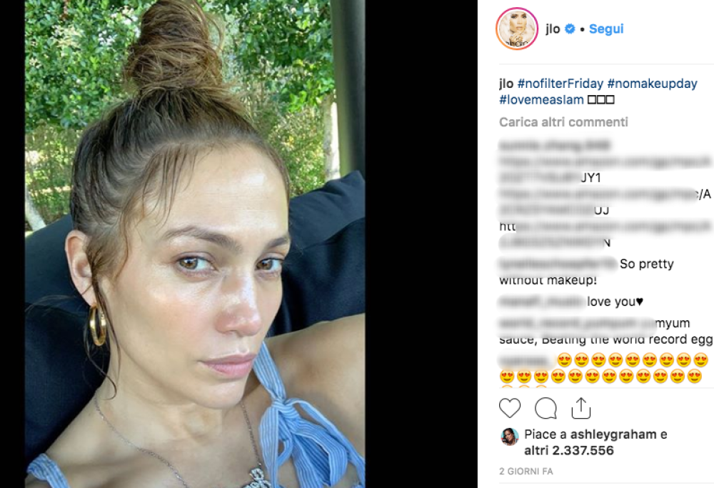 Jennifer Lopez senza trucco su Instagram: “Sei stupenda”