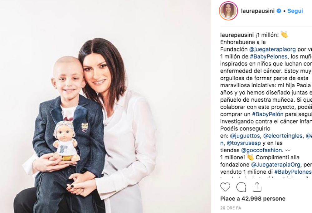 Vendute 1 milione di Baby Pelones, la bambola contro  il cancro disegnata dalla Pausini