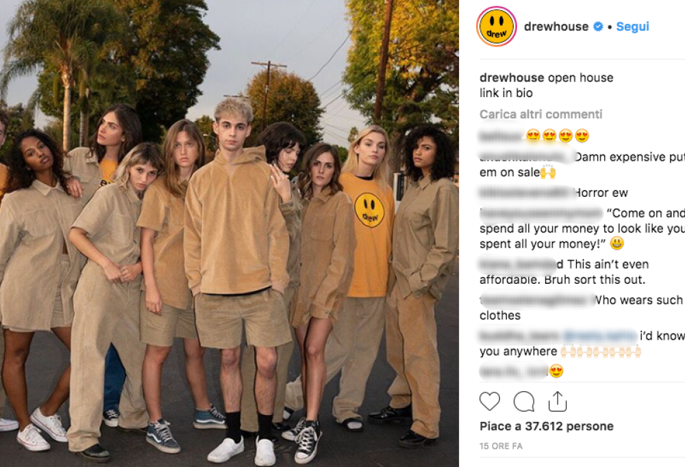 Justin Bieber lancia la sua linea di abbigliamento streetwear