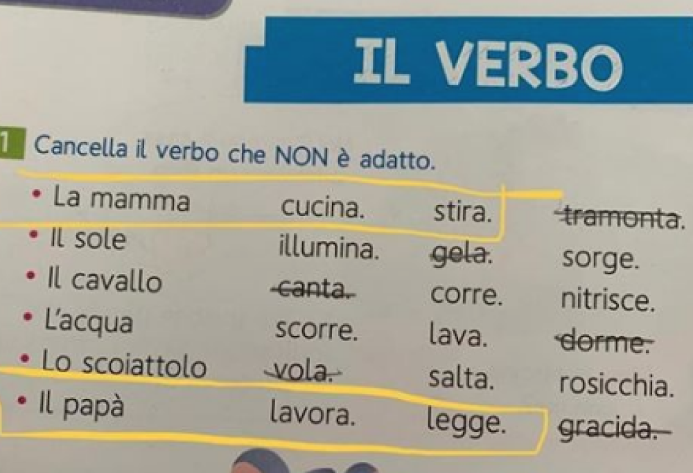 La mamma cucina, il papà lavora: polemica su libro per le elementari