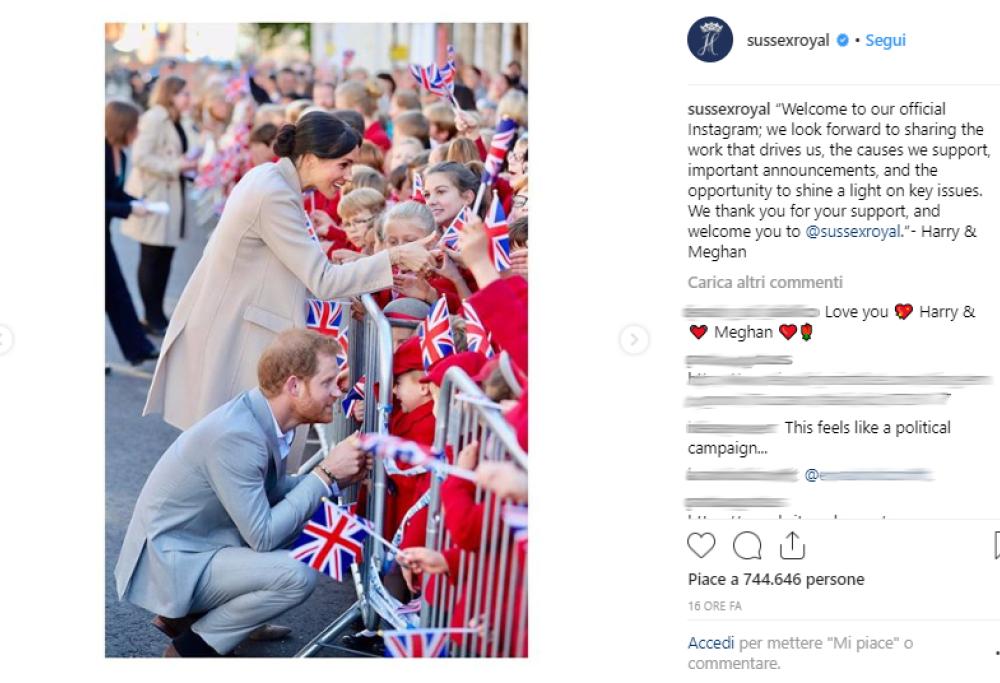 Harry e Meghan hanno un account ufficiale su Instagram