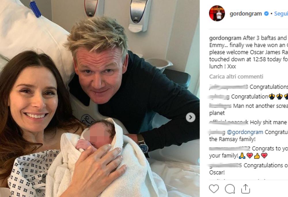 Gordon Ramsay, papà per la quinta volta, presenta così il suo "Oscar"