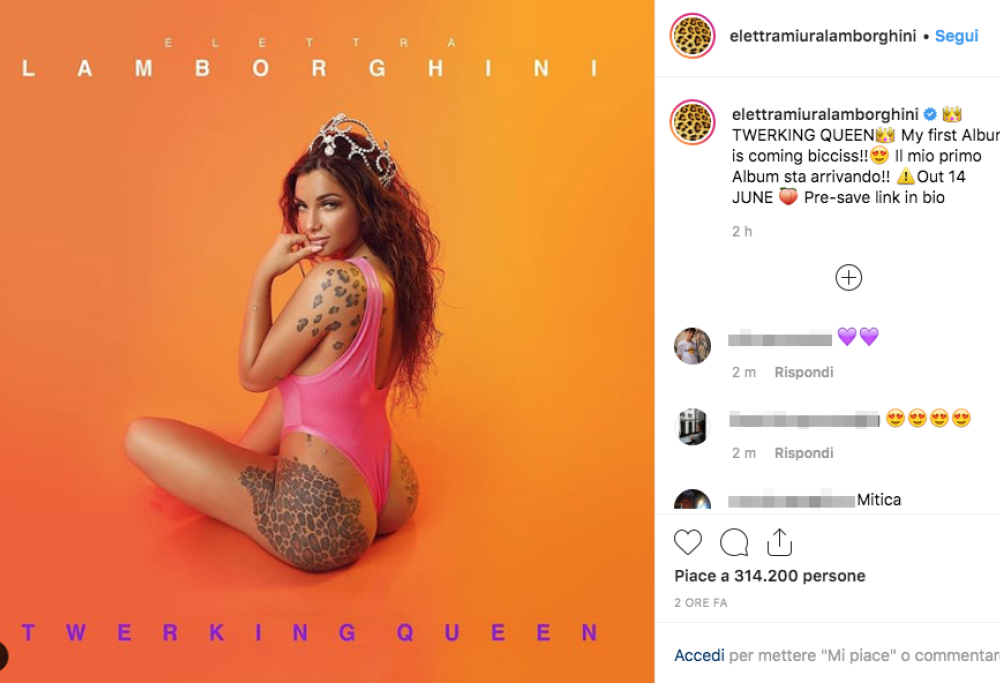 Elettra Lamborghini, in arrivo il suo primo album “Twerking Queen”