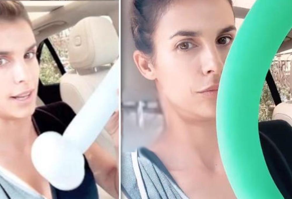 Elisabetta Canalis scherza con i palloncini "hot" di sua figlia