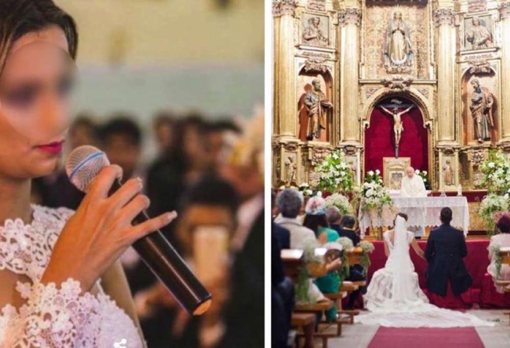 La sposa prende il microfono e rivela il segreto del suo futuro sposo