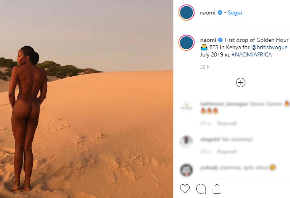 Naomi Campbell nuda su Instagram: il web impazzisce