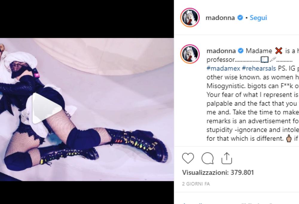Madonna, attaccata dagli haters, li mette a tacere in modo epico