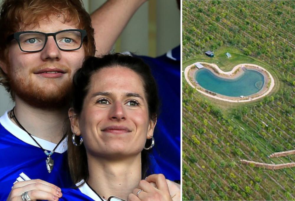 Ed Sheeran nei guai con i vicini: nasconde una piscina con le balle di fieno