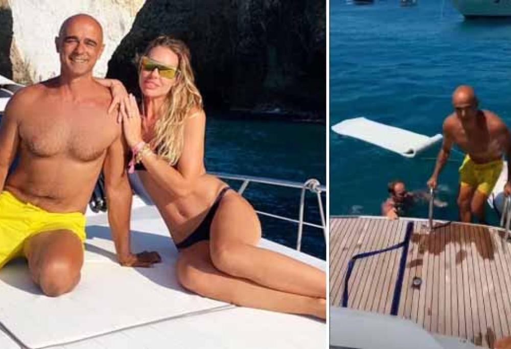 Ilary Blasi soccorre un paparazzo in mare e lo fa salire sul suo yacht