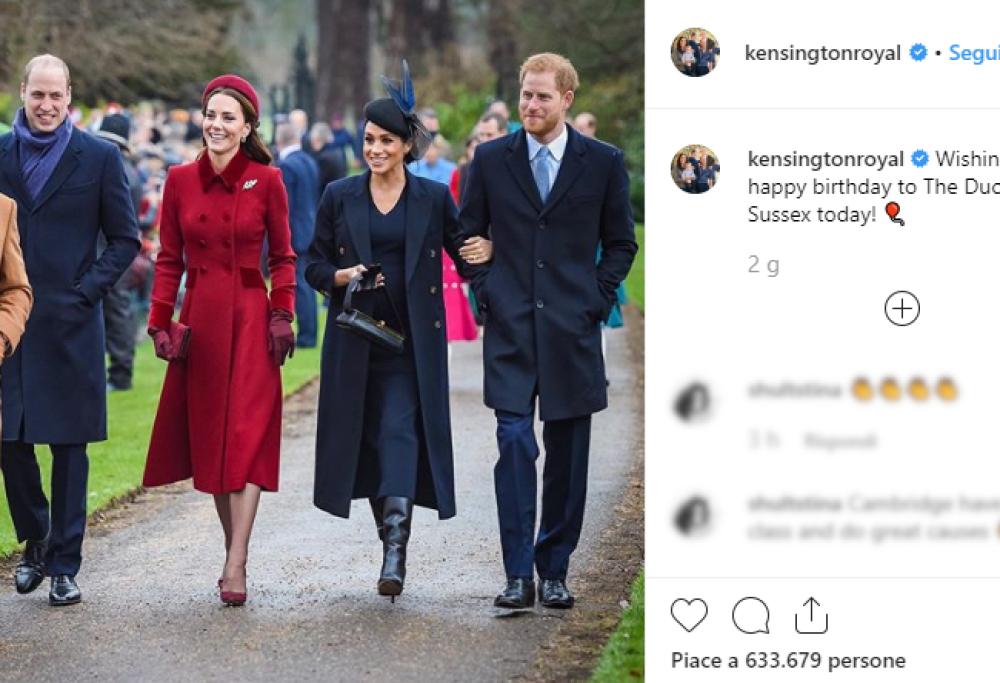 William e Kate criticati sui social per gli auguri a Meghan Markle