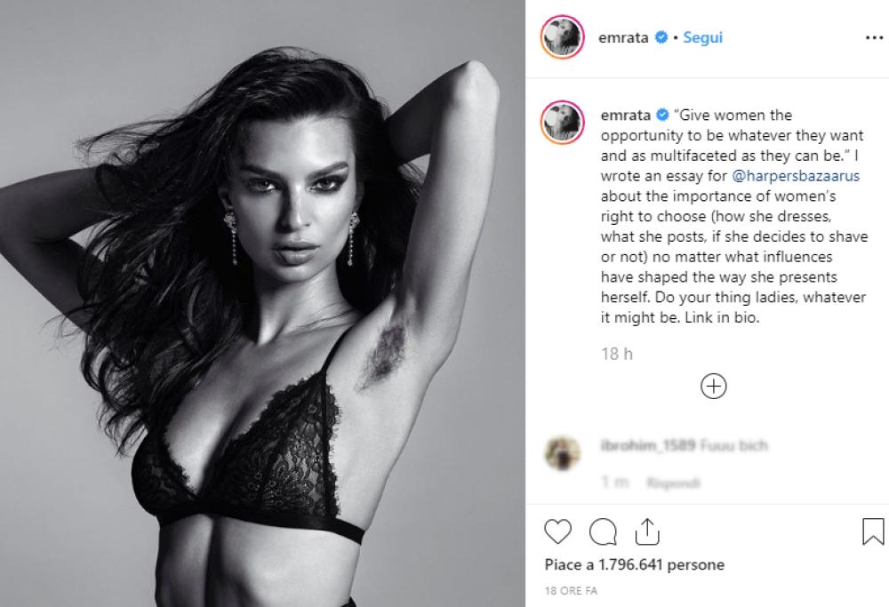 Emily Ratajkowski: il post femminista con ascella non depilata scatena il web