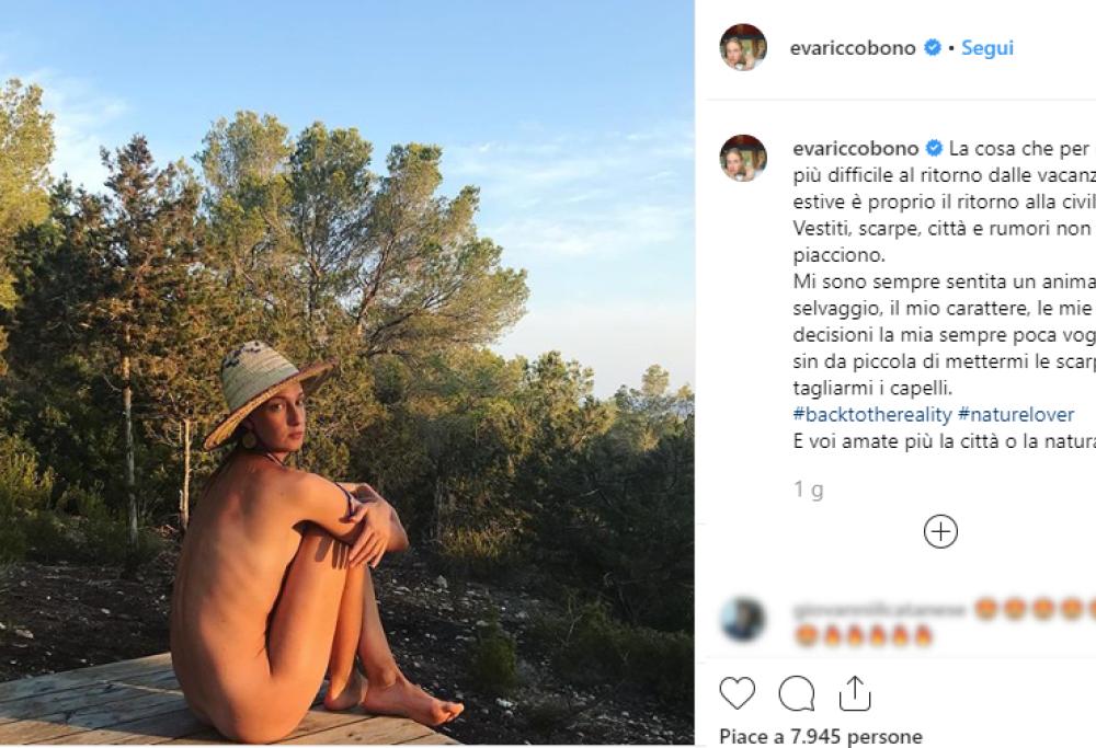 Eva Riccobono nuda su Instagram: "Mi sento un animale selvaggio"