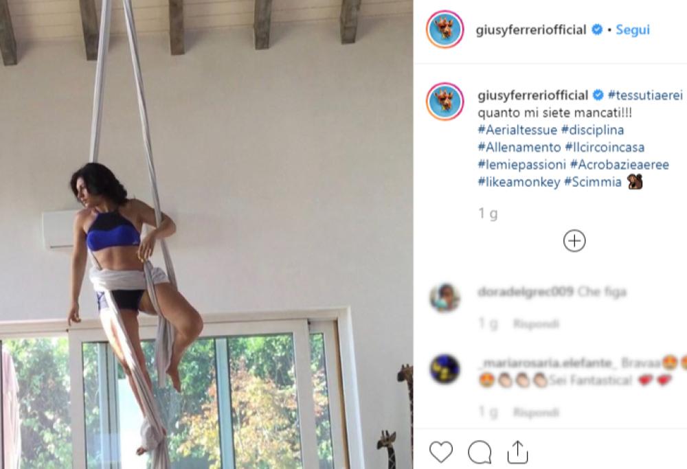 Giusy Ferreri fa Aerial Silk in casa e posta le foto su Instagram