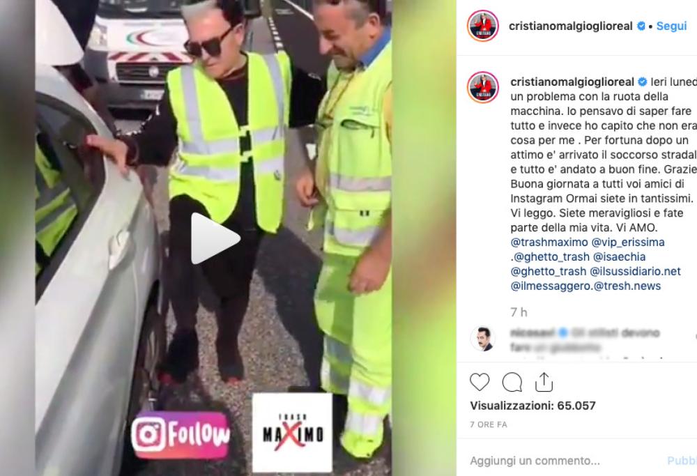 Cristiano Malgioglio con l'auto in panne: il video divertentissimo