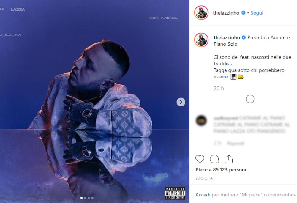 Lazza annuncia su Instagram l'arrivo di due nuovi album