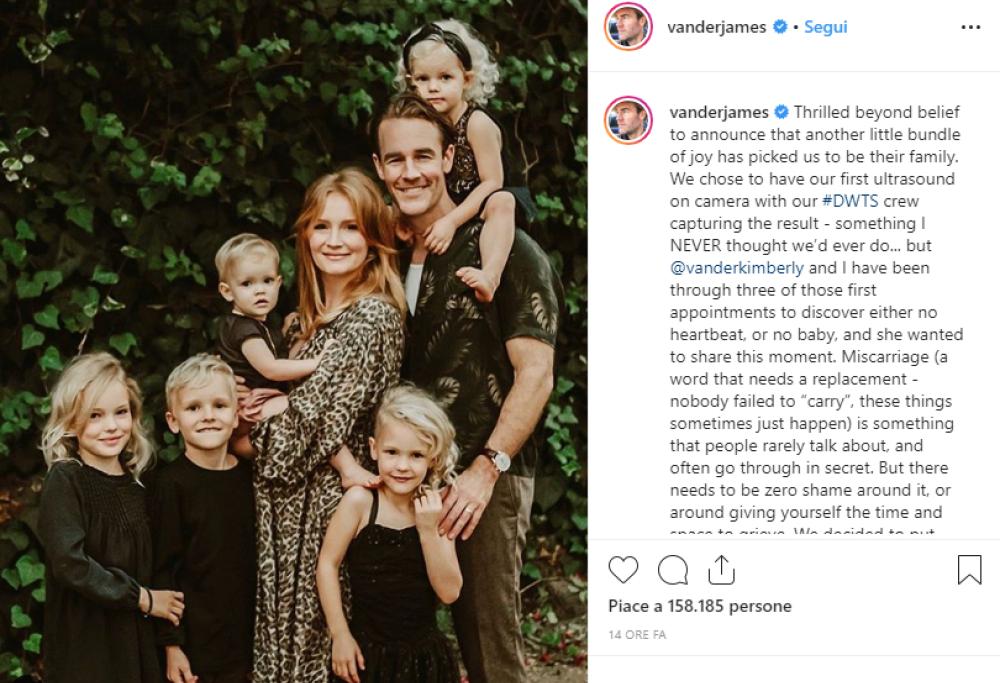 Dawson's Creek, James Van Der Beek annuncia l'arrivo del sesto figlio