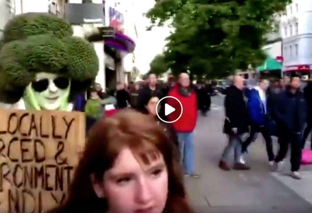 Uomo broccolo arrestato a Londra: protestava per il clima  [video]