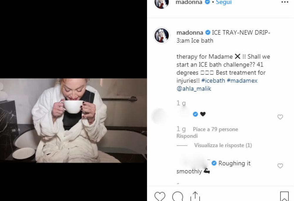 Madonna: bagno di ghiaccio e un bicchiere di urina per il perfetto dopo show