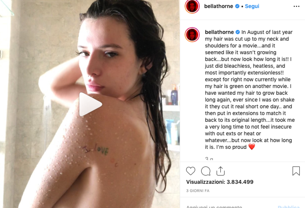 Bella Thorne nuda sotto la doccia: il video piccante