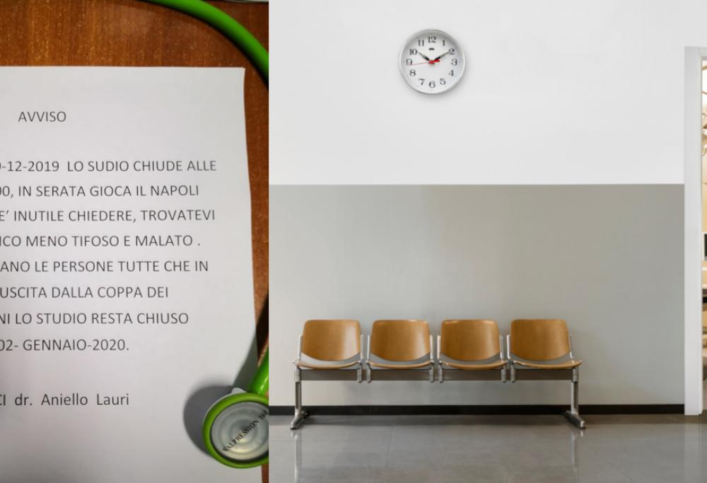 "Oggi lo studio è chiuso perché gioca il Napoli": l'avviso del medico tifoso