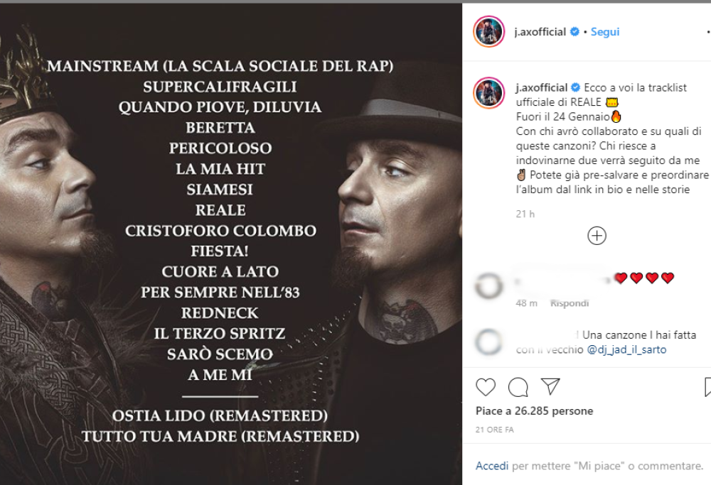 J-Ax ha annunciato la tracklist del nuovo album, Reale
