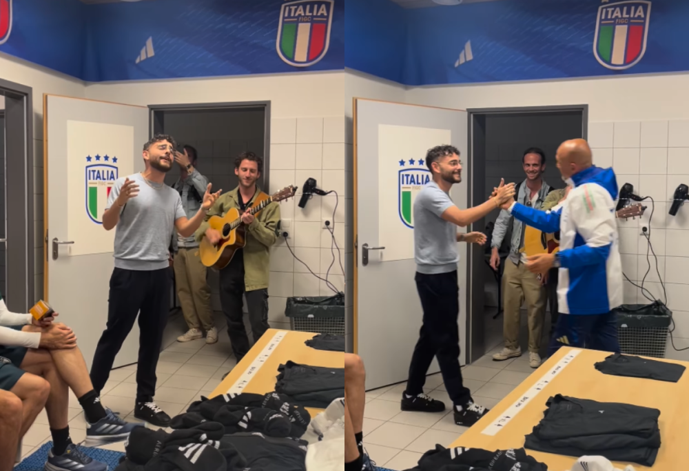 Euro 2024, Rocco Hunt in visita agli azzurri: ha cantato per loro