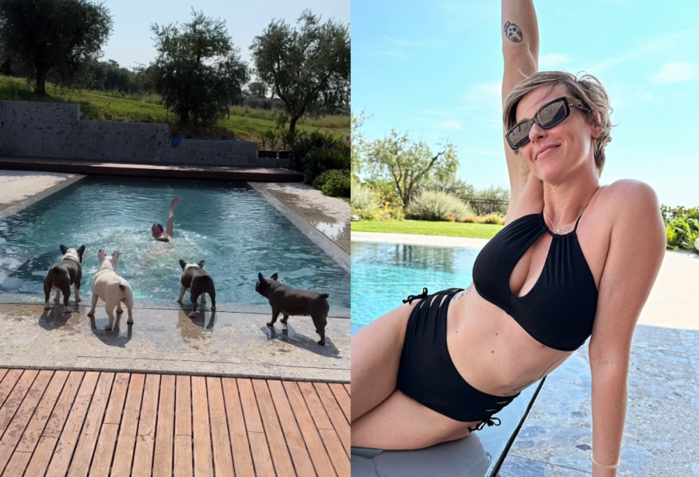 Federica Pellegrini si tuffa in piscina, ma i suoi cani si allarmano