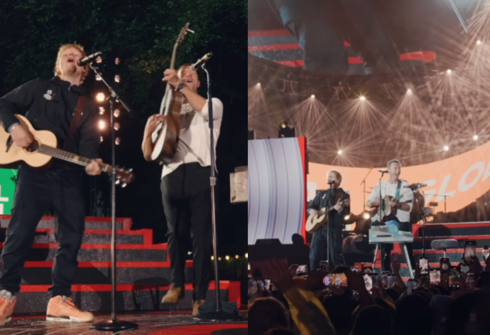 Ed Sheeran e Chris Martin cantano insieme a sorpresa 4 loro successi