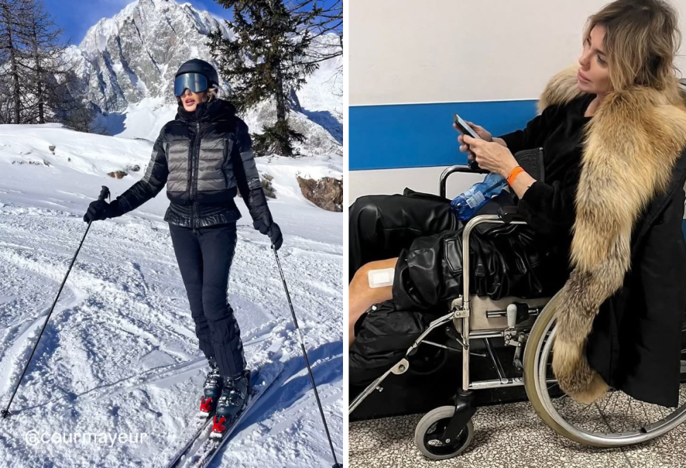 Alba Parietti travolta da due ragazzi mentre sciava: il racconto