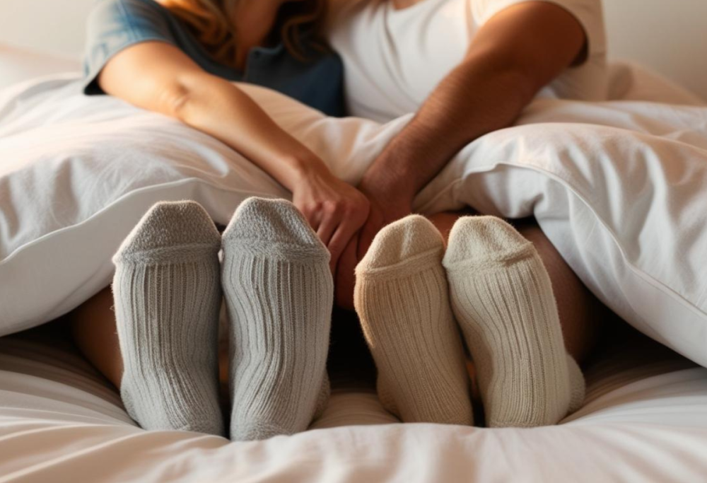 Calzini a letto, tenerli migliora le prestazioni a letto: lo studio