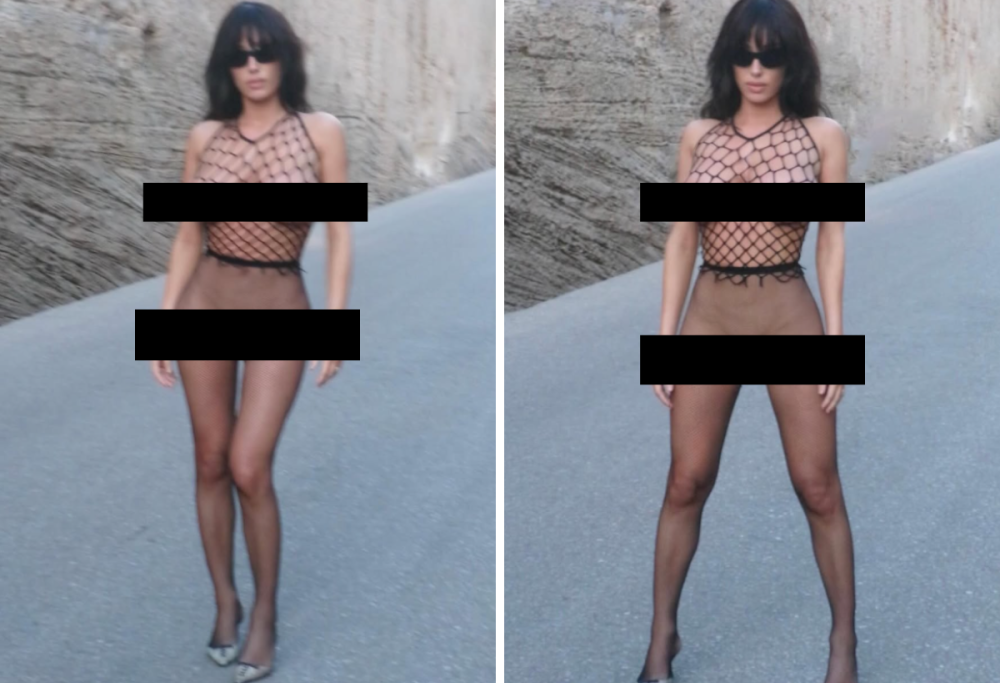 Bianca Censori, ancora polemiche per il suo look con il top a rete