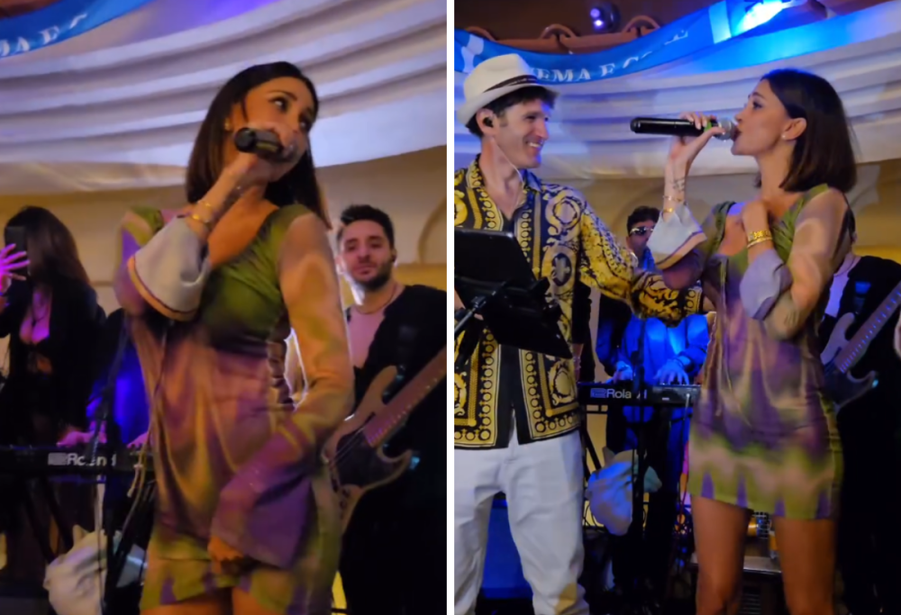 Belen Rodriguez scatenata a Capri: karaoke e nuovo look sensuale