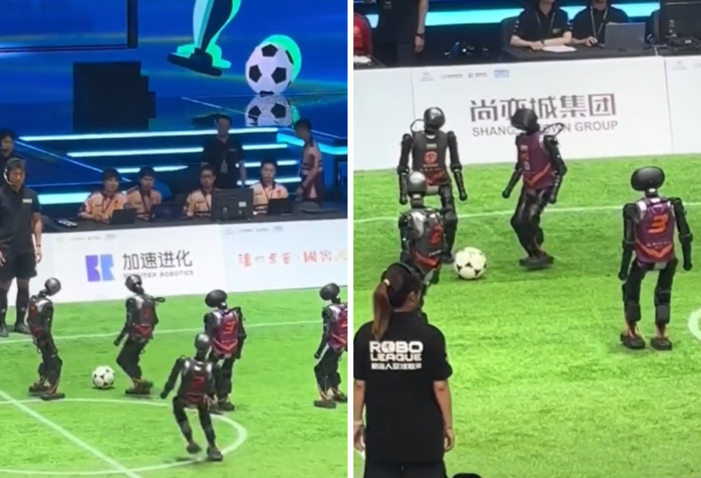 Robo League: robot umanoidi in campo tra goffi gol e cadute