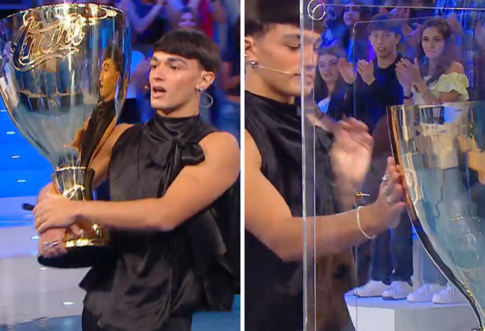 Il vincitore di “Amici” Daniele Doria riconsegna la coppa commosso