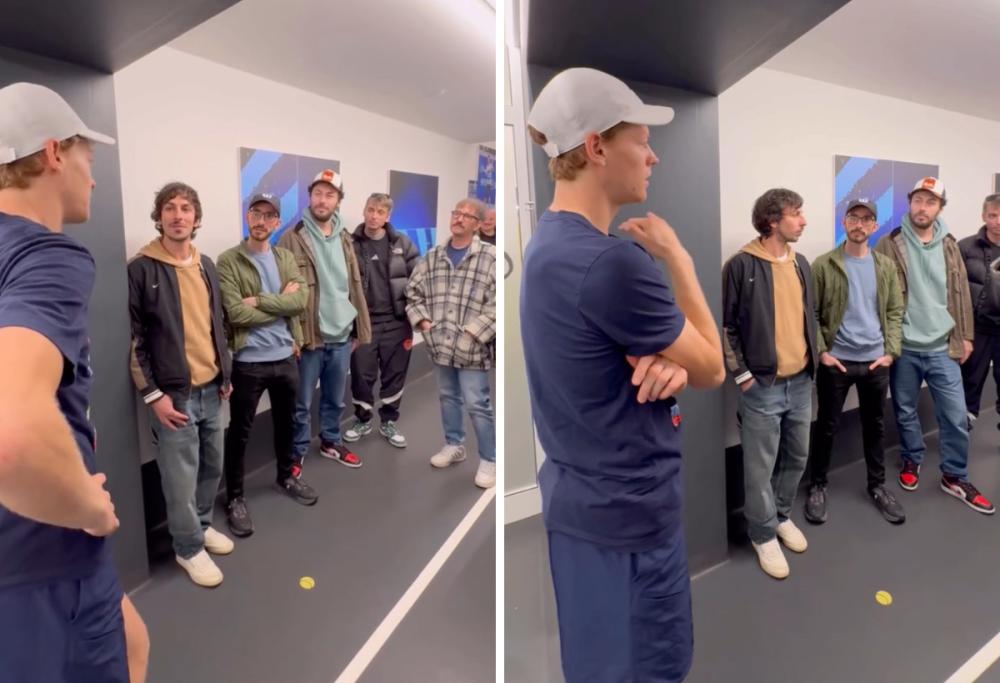 Jannik Sinner incontra i Pinguini prima delle ATP Finals di Torino