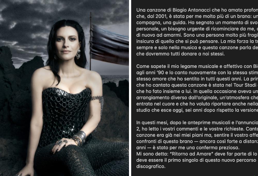 Pausini, fuori “Ritorno ad Amare”: testo e significato della cover
