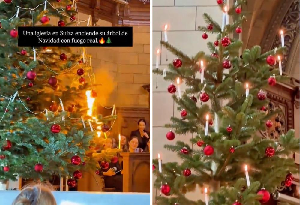 L'albero di Natale con candele accese che prende (quasi) fuoco