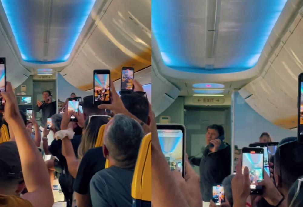 Gianni Morandi improvvisa un concerto sull'aereo: il video virale