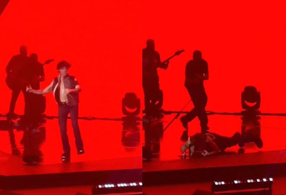 Rkomi cade sul palco di Roma durante il No stress tour con Irama