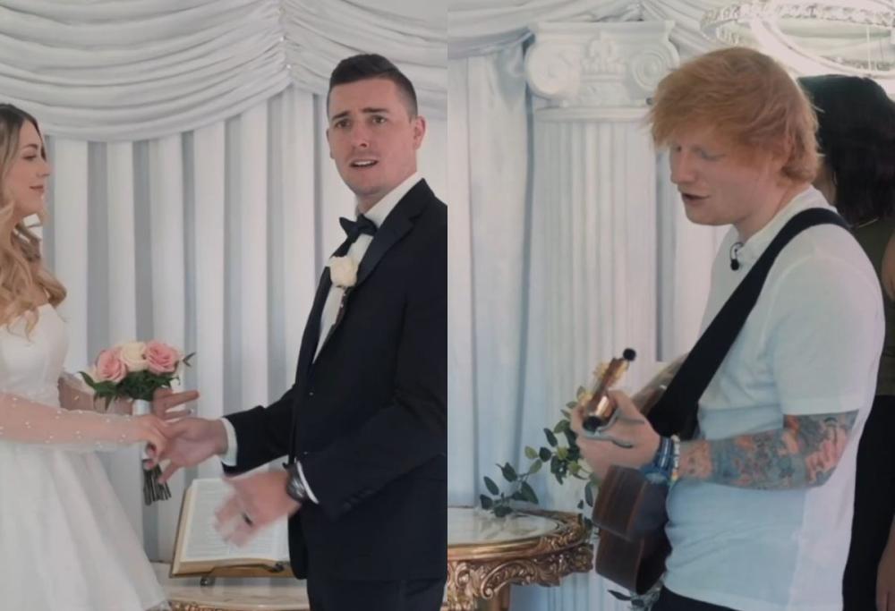 Ed Sheeran fa una sorpresa a due sposini: canta alle loro nozze