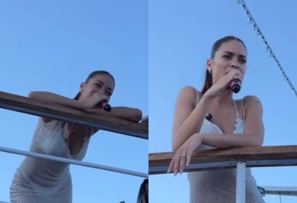 Elodie si esibisce su una barca, ma soffre di nausea e mal di mare
