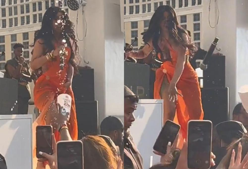 Un fan schizza con l’acqua Cardi B: lei gli lancia il microfono