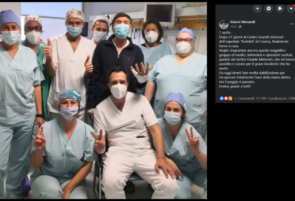 Morandi finalmente dimesso dopo l’incidente alle mani