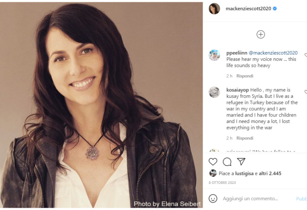 MacKenzie Scott dona 2,7 miliardi di dollari in beneficenza 