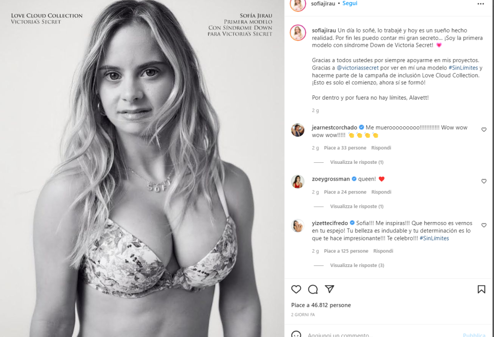 Victoria's Secret arruola Sofia Jirau: prima modella con sindrome di Down
